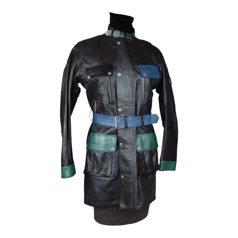 Belstaff $2100.00 Leather Hyena Jacket Blouson Motorcycle Size 42 Made in Italy
